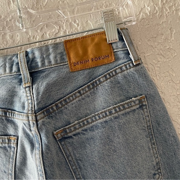 Denim Forum Jeans Pant Aritzia High Boyfriend Loose Distressed Denim Blue 24 - Picture 10 of 14